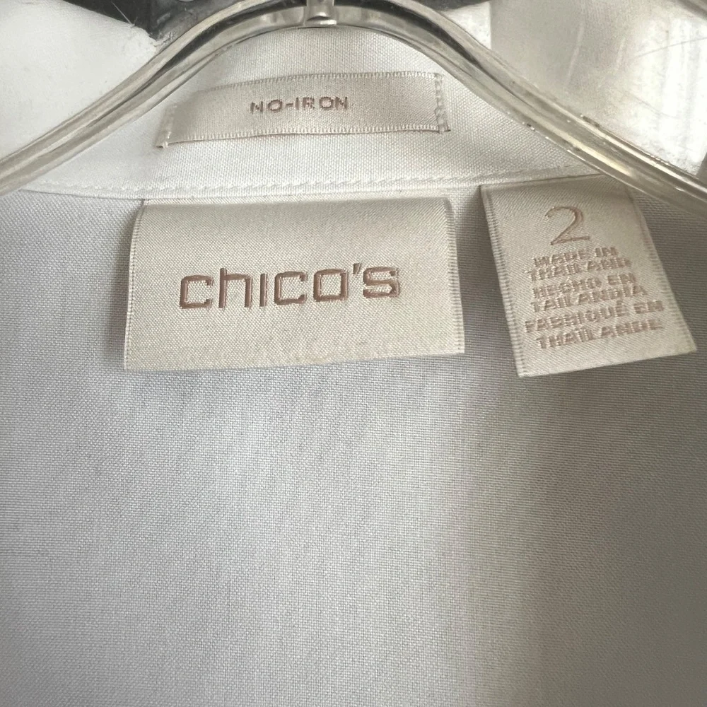 Chico's size 10-12 white cotton blouse (their size 2) - Picture 4 of 8